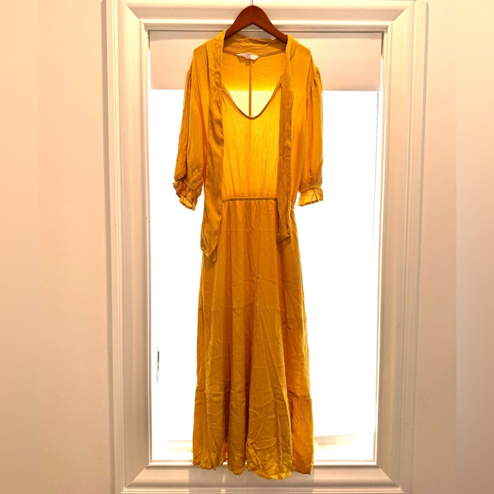 Bb Dakota X Steve Madden Hidalgo Tie Front Crinkled Rayon Midi Dress - Picture 2 of 5